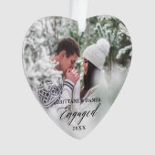 書道カ婚約したップモダンル写真ハート オーナメント (正面)