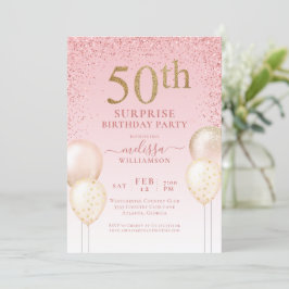 書道ガーリーグリッター驚き50誕生日I 招待状