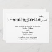 書道キャンセル結婚発表 招待状 (正面/裏面)
