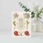 書道ギルド書ハンドオダマキ（植物）さくらんぼ シーズンポストカード (スタンド正面)