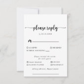 書道クラシックのメ結婚ニュー選択の返信 出欠カード (正面)