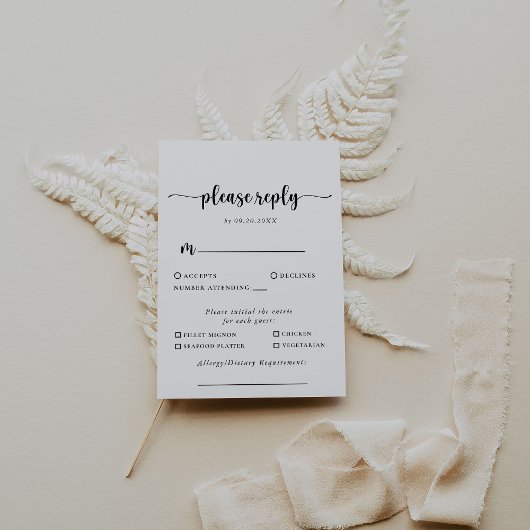 書道クラシックのメ結婚ニュー選択の返信 出欠カード