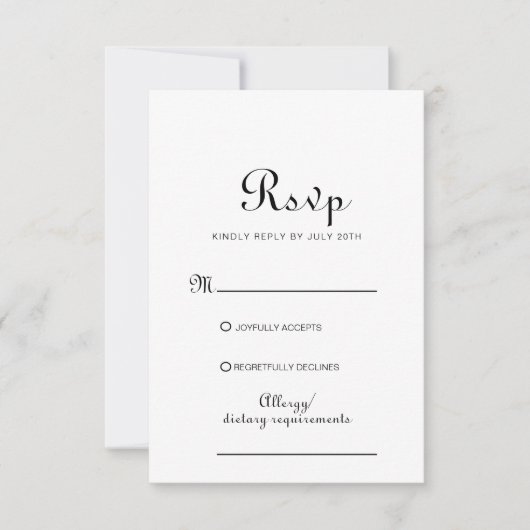 書道クラシックミニマル結婚式RSVPカード 出欠カード (正面)