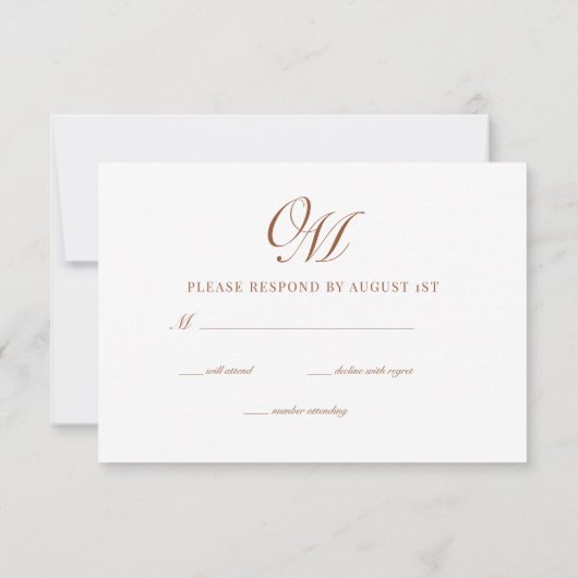 書道クラシックモダン結婚の 出欠カード (裏面)