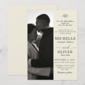 書道クラシック写真エレガントな結婚式 招待状 (正面/裏面)