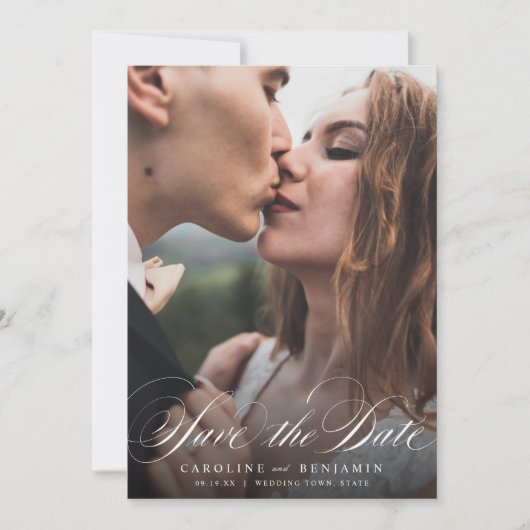 書道クラシック写真結婚式の日付を保存 セーブザデート (正面)