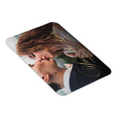 書道クラシック写真結婚式の日付を保存 マグネット (右側)