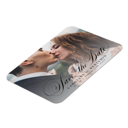 書道クラシック写真結婚式の日付mを保存 マグネット (左側)