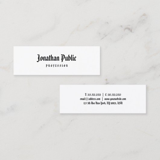 書道クラシック旧アメリカ文字プロフェッショナル スキニー名刺 (正面/裏面)