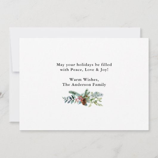 書道クリスマスの緑の家族の写真 シーズンカード (裏面)