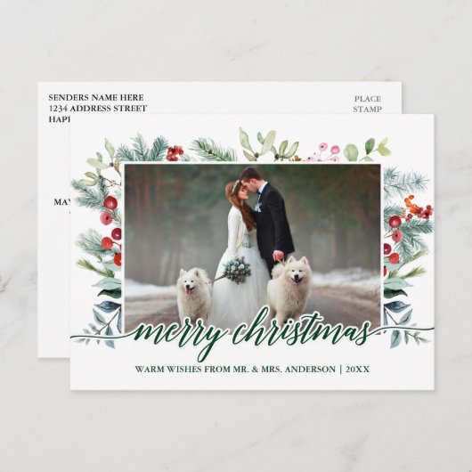 書道クリスマスグリーン結婚リーのフォトグリーン ポストカード (正面/裏面)