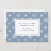 書道クリスマススノーフレークダスティブルー3写真 シーズンカード (裏面)