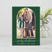 書道クリスマススノーフレーク写真アーチグリーン シーズンカード (スタンド正面)