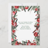 書道クリスマススノーフレーク写真アーチグリーン シーズンカード (裏面)