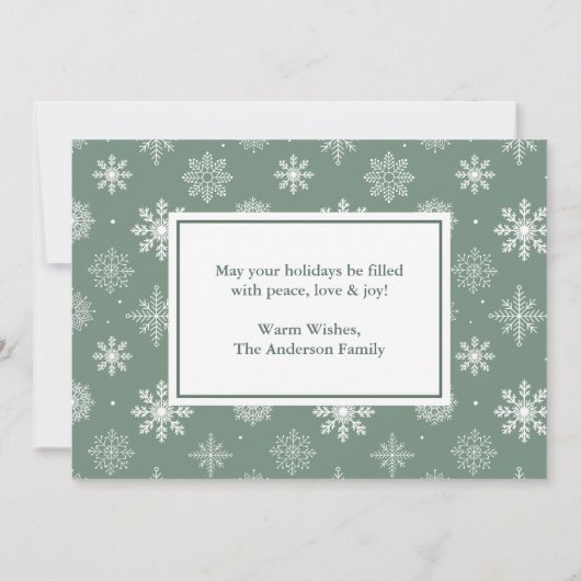書道クリスマススノーフレークSage Green 3写真 シーズンカード (裏面)