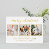 書道クリスマスセージ緑3写真金ゴールド 箔シーズンカード (立ち正面)