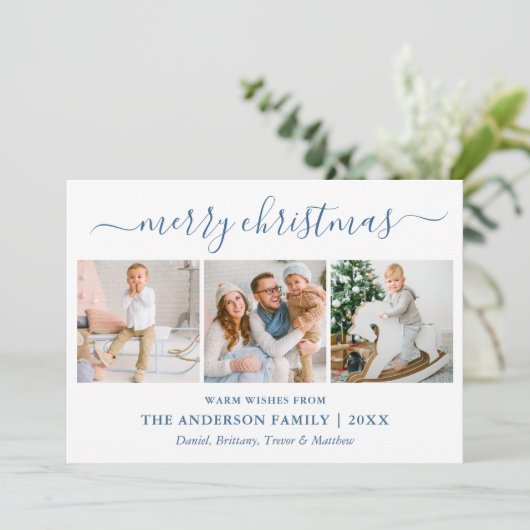 書道クリスマスダスティブルーギンガム3写真 シーズンカード (スタンド正面)