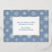 書道クリスマスダスティブルー3写真金ゴールド 箔シーズンカード (裏面)