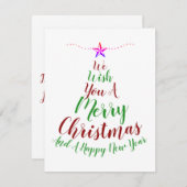 書道クリスマスツリーと新年の休日 シーズンカード (正面/裏面)