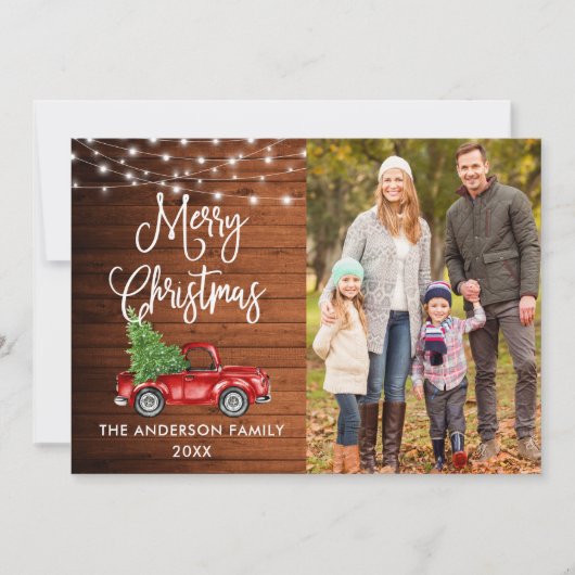 書道クリスマストラック写真木製ライト シーズンカード (正面)