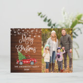 書道クリスマストラック写真木製ライト シーズンカード (スタンド正面)