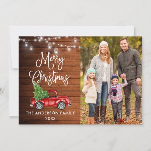 書道クリスマストラック木製の瓶ライト シーズンカード (正面)