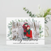 書道クリスマスパイン緑のカップルの写真 シーズンカード (スタンド正面)