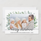書道クリスマスパイン緑の家族の写真 シーズンカード (正面)