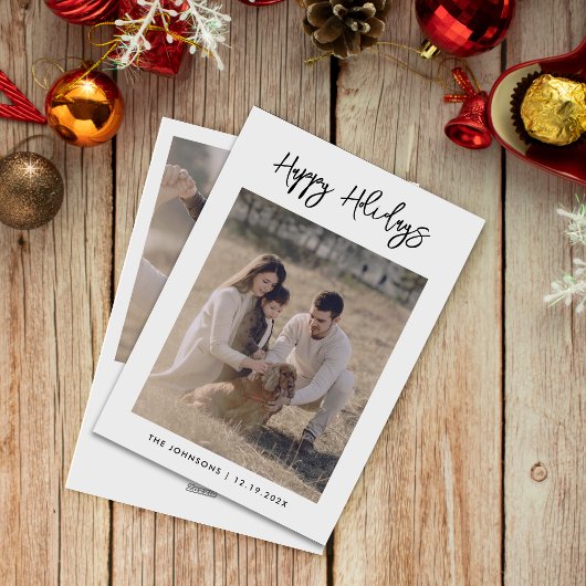 書道クリスマスファミリー写真ホリデーカード シーズンカード