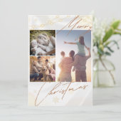 書道クリスマスファミリー4写真ホリデーカード シーズンカード (スタンド正面)