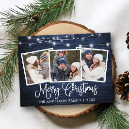 書道クリスマスブルーウッドライト3写真 ポストカード