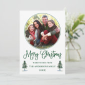 書道クリスマスラウンドフォトフレームグリーンパイン シーズンカード (スタンド正面)