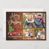 書道クリスマスレッドトラックウッド3写真 シーズンカード (正面)