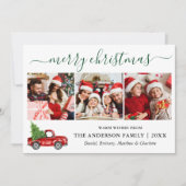 書道クリスマスレッドトラック3フォトグリーン シーズンカード (正面)