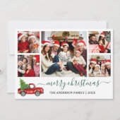 書道クリスマスレッドトラック5フォトグリーン シーズンカード (正面)