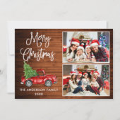 書道クリスマスヴィンテージトラックウッド2写真 シーズンカード (正面)