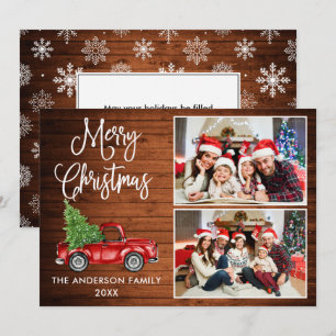 書道クリスマスヴィンテージトラックウッド2写真 シーズンカード