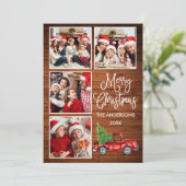 書道クリスマスヴィンテージトラックウッド4写真 シーズンカード (スタンド正面)