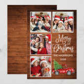 書道クリスマスヴィンテージトラックウッド4写真 シーズンカード (正面/裏面)