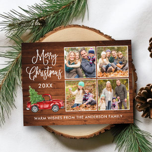 書道クリスマスヴィンテージトラックウッド4写真 ポストカード