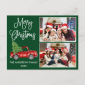 書道クリスマスヴィンテージトラックグリーン2写真 ポストカード (正面)
