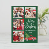 書道クリスマスヴィンテージトラックグリーン4写真 シーズンカード (スタンド正面)