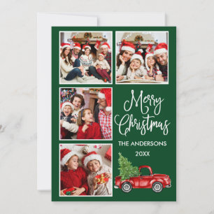 書道クリスマスヴィンテージトラックグリーン4写真 シーズンカード