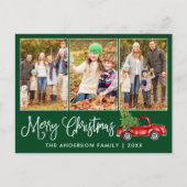 書道クリスマスヴィンテージトラック緑3枚 ポストカード (正面)