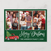 書道クリスマスヴィンテージトラック3フォトグリーン ポストカード (正面)
