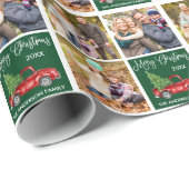 書道クリスマスヴィンテージトラック3フォトグリーン ラッピングペーパー (ロールコーナー)