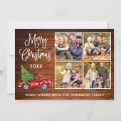 書道クリスマスヴィンテージトラック4フォトウッド シーズンカード (正面)