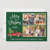 書道クリスマスヴィンテージトラック4フォトグリーン シーズンカード (正面)