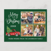 書道クリスマスヴィンテージトラック4フォトグリーン ポストカード (正面)