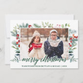 書道クリスマス緑のカップルの写真グリーン シーズンカード (正面)